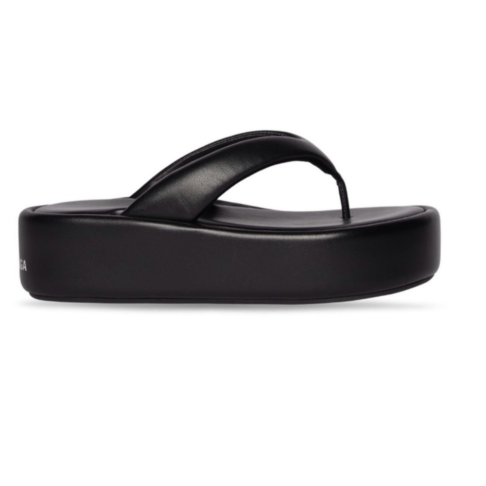 Balenciaga Black Leather Platform Sandals - Picture 2 of 8